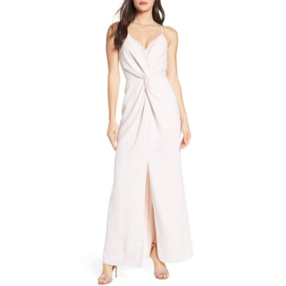 Anthropologie Harlyn Twist front Sleeveless Chiffon Gown Blush NWOT Size…